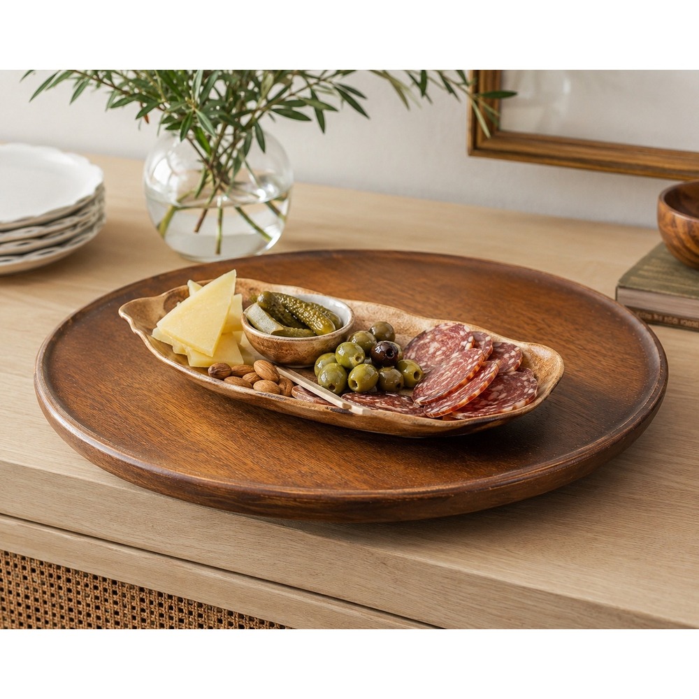 Danish Modern 15" Vintage MCM Lazy Susan Revolving Centerpiece Tray Charcuterie